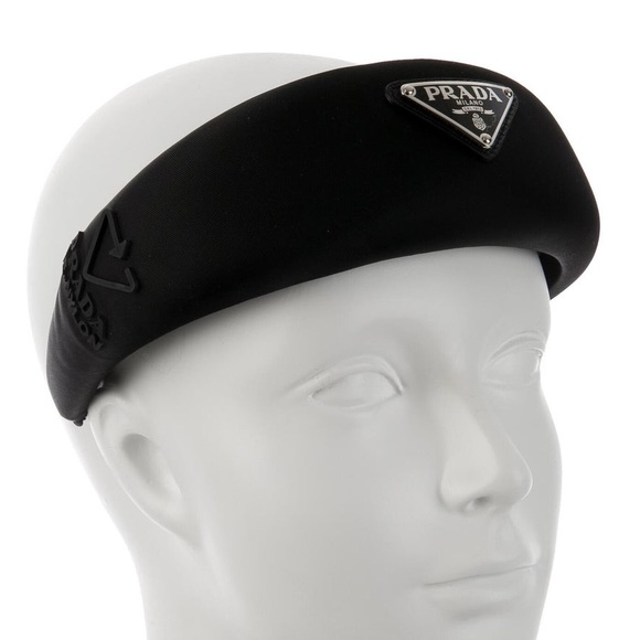 Prada: Re-Nylon Logo 2021 Black Oversized Puffy Headband (NWT) - Picture 3 of 16
